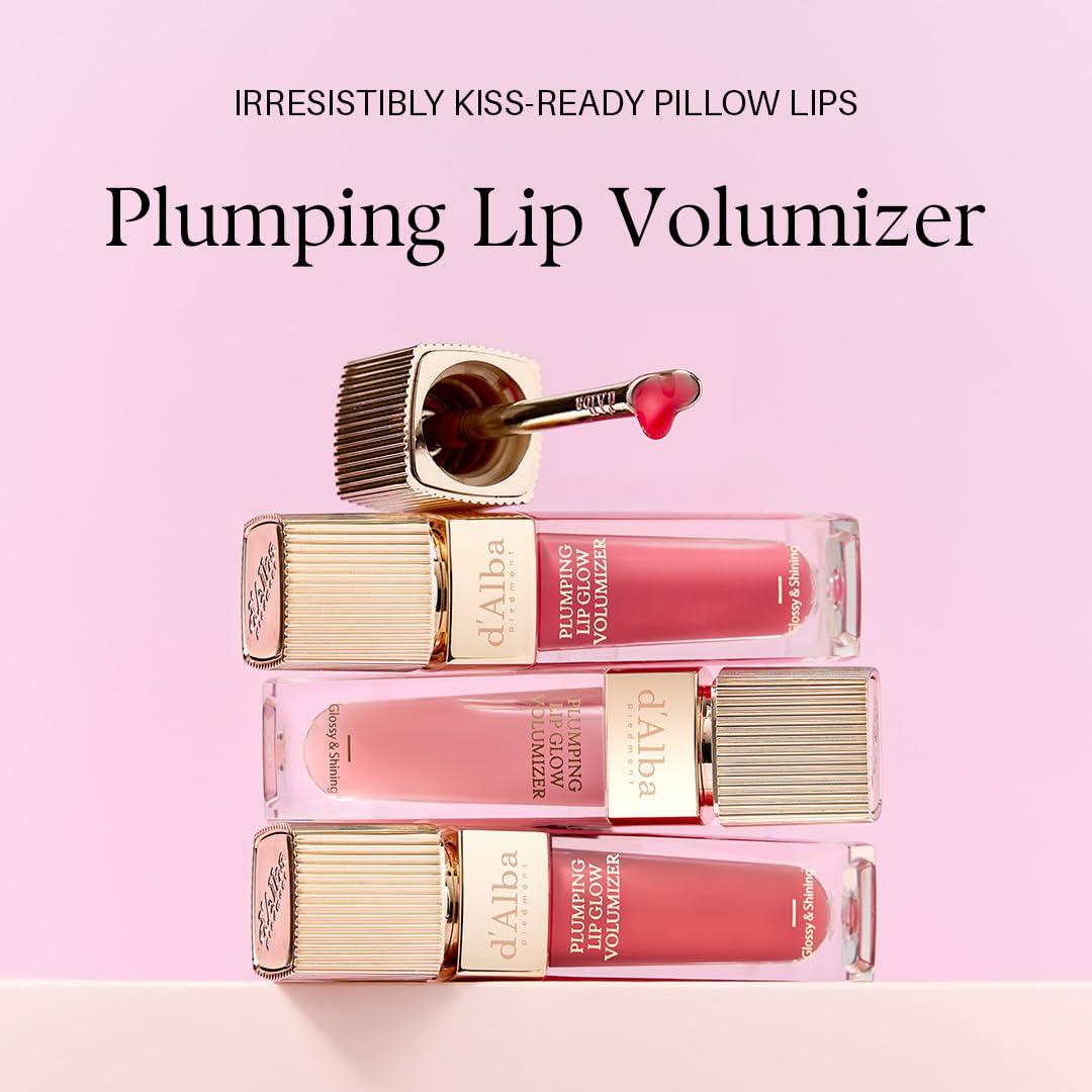 image:imagedalba Piedmont Plumping Lip Glow Mood Volumizer Hydrating Lip Plumper with Vegan Ceramide amp Vitamin C amp E Fuller Lips Volumizing Lip Gloss Glowy Finish Petal Rose 4 Colors 017 fl ozPosh Rose