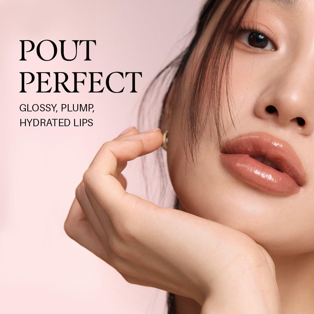 image:imagedalba Piedmont Plumping Lip Glow Mood Volumizer Hydrating Lip Plumper with Vegan Ceramide amp Vitamin C amp E Fuller Lips Volumizing Lip Gloss Glowy Finish Petal Rose 4 Colors 017 fl ozPetal Rose