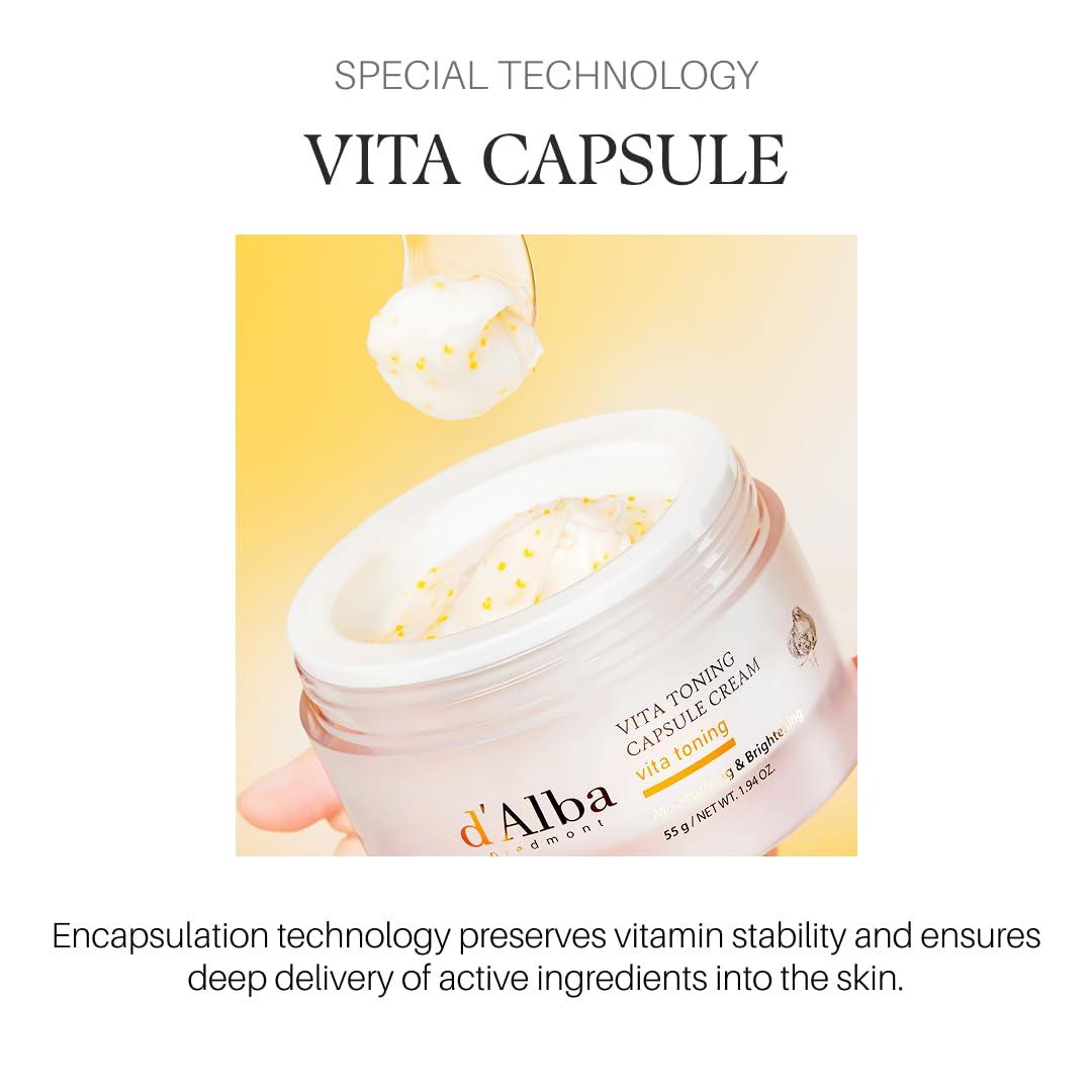 image:imagedalba Piedmont Vita Toning capsule Cream Deep Hydration Face Moisturizer Glass Skin with VitaCera Oil Capsules Deep Hydration Face Moisturizer 194 ozJAR VITA
