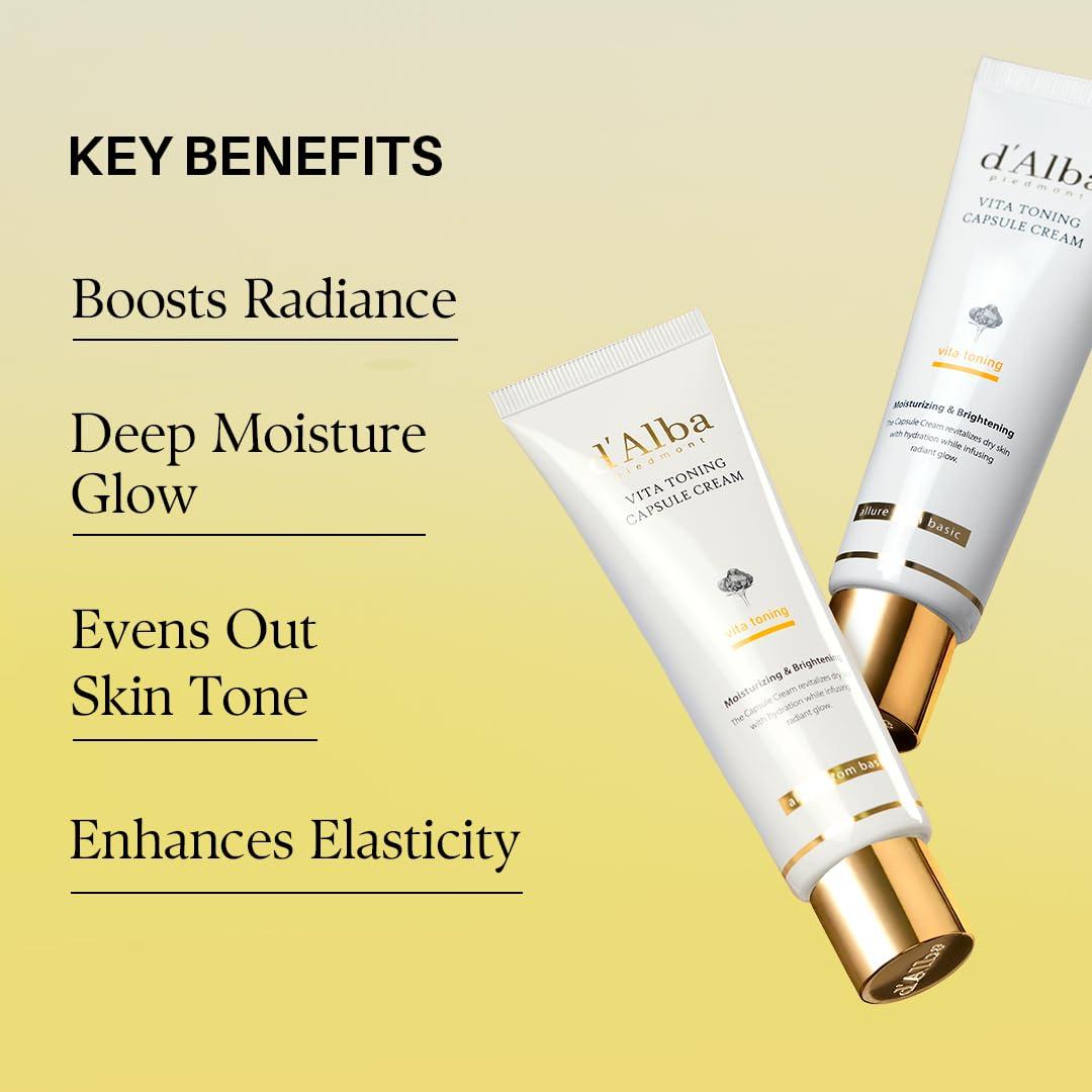 image:imagedalba Piedmont Vita Toning capsule Cream Deep Hydration Face Moisturizer Glass Skin with VitaCera Oil Capsules Deep Hydration Face Moisturizer 194 ozTUBE