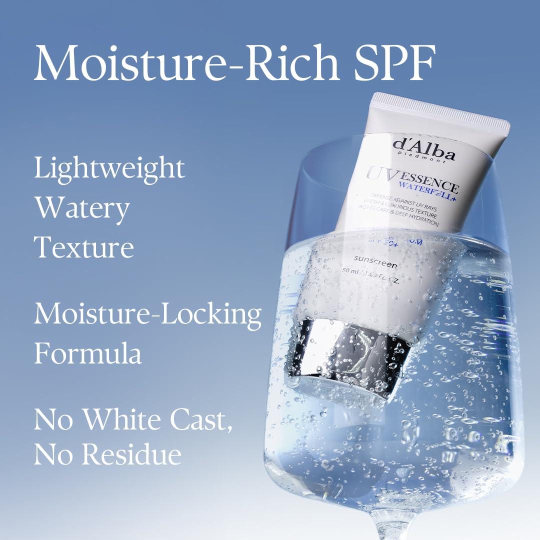 image:imagedalba Piedmont Waterfull ToneUp Sunscreen Serum BROAD SPECTRUM SPF 50 Korean Sunscreen for Face All Skin Tones 169 flozEssence x 1