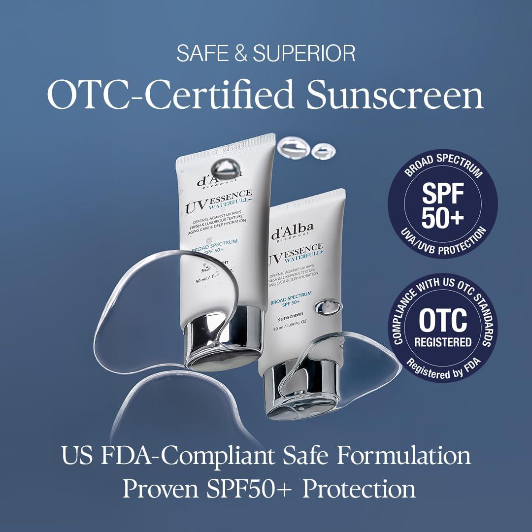 image:imagedalba Piedmont Waterfull ToneUp Sunscreen Serum BROAD SPECTRUM SPF 50 Korean Sunscreen for Face All Skin Tones 169 flozEssence x 1