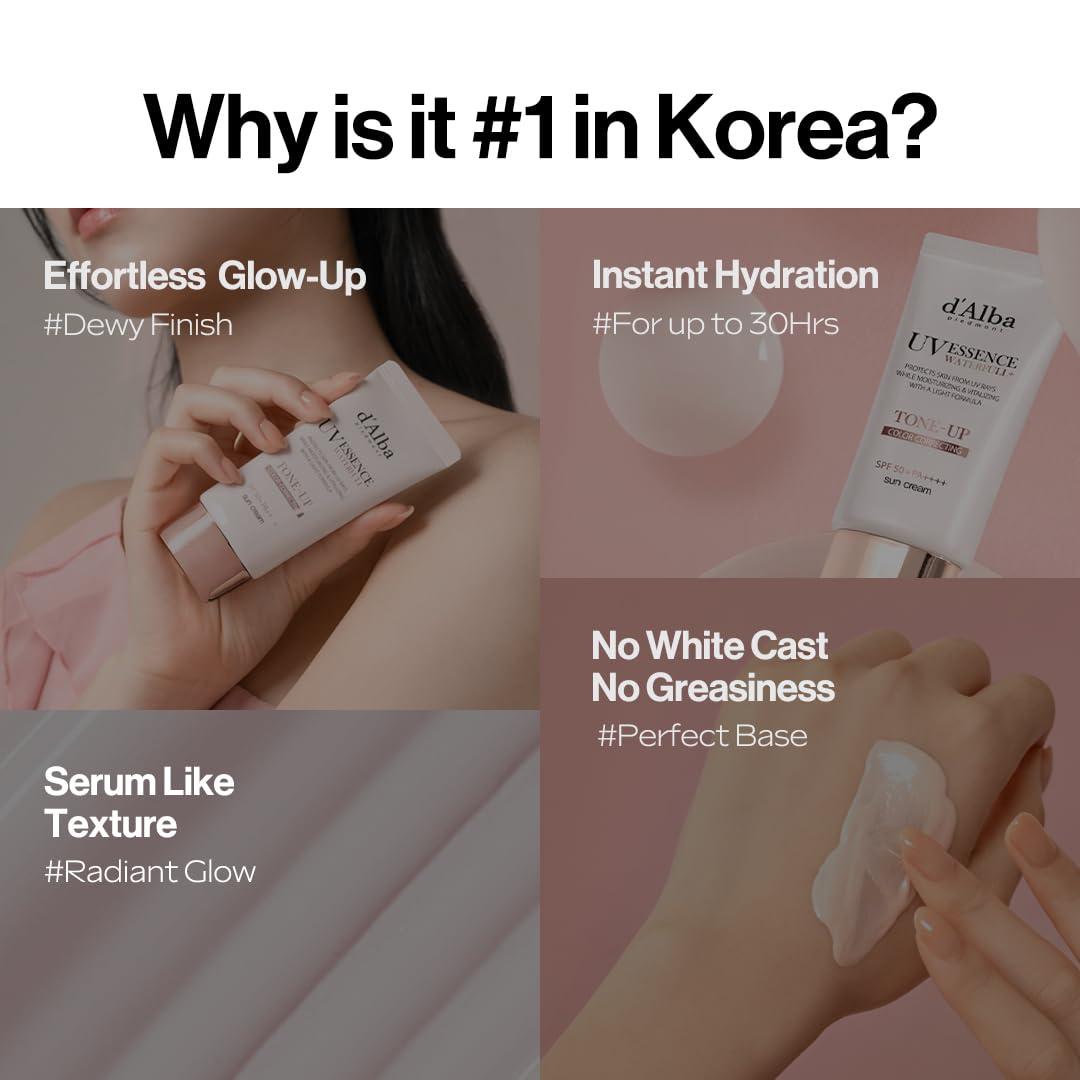 image:imagedalba Piedmont Waterfull ToneUp Sunscreen Serum BROAD SPECTRUM SPF 50 Korean Sunscreen for Face All Skin Tones 169 flozToneUp x 2