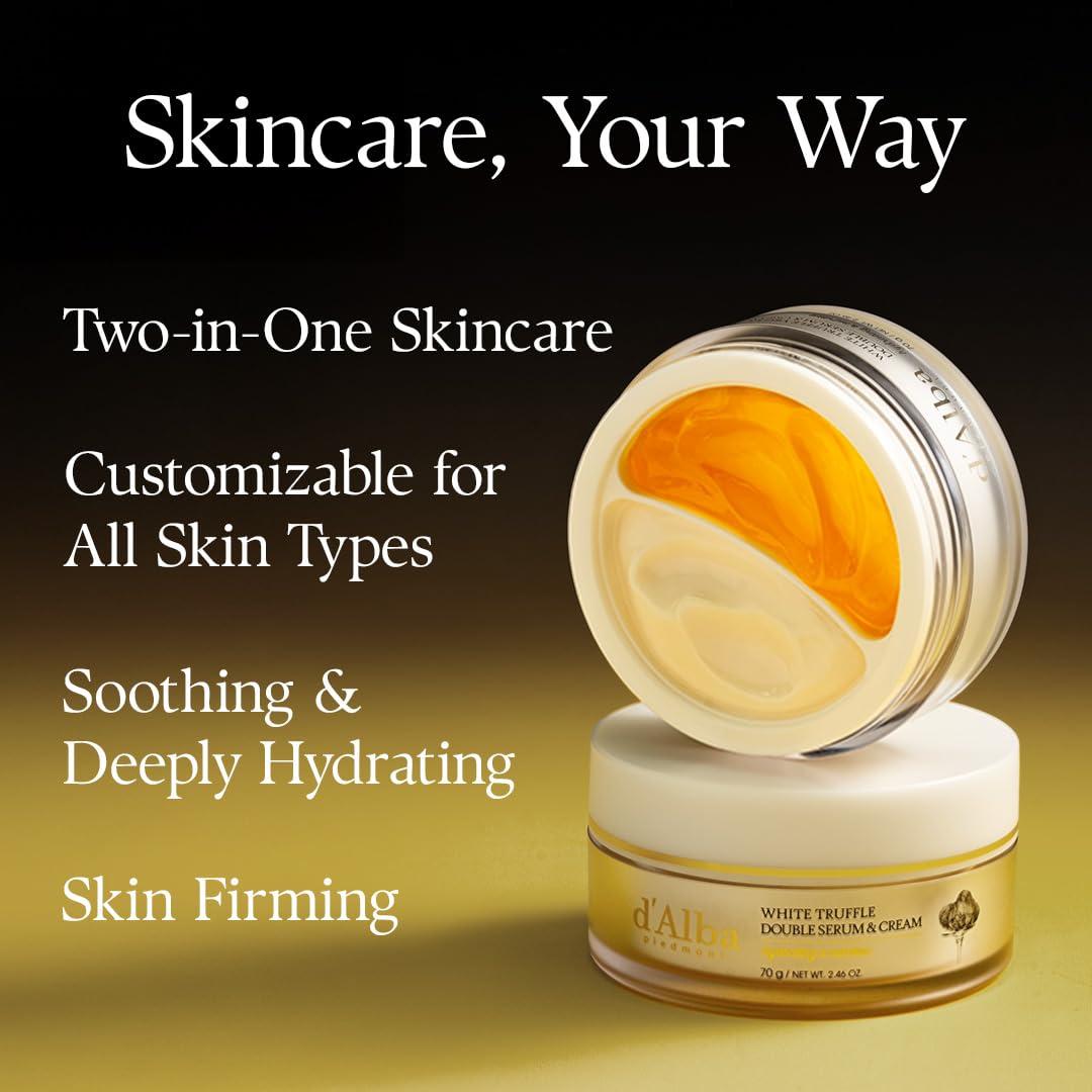 image:imagedalba Piedmont White Truffle Double Serum amp Cream Vegan Skincare 2in1 Face Moisturizer Vegan Collagen Skin Firming and Tightening Non Comedogenic All Skin Types 246 ozJAR