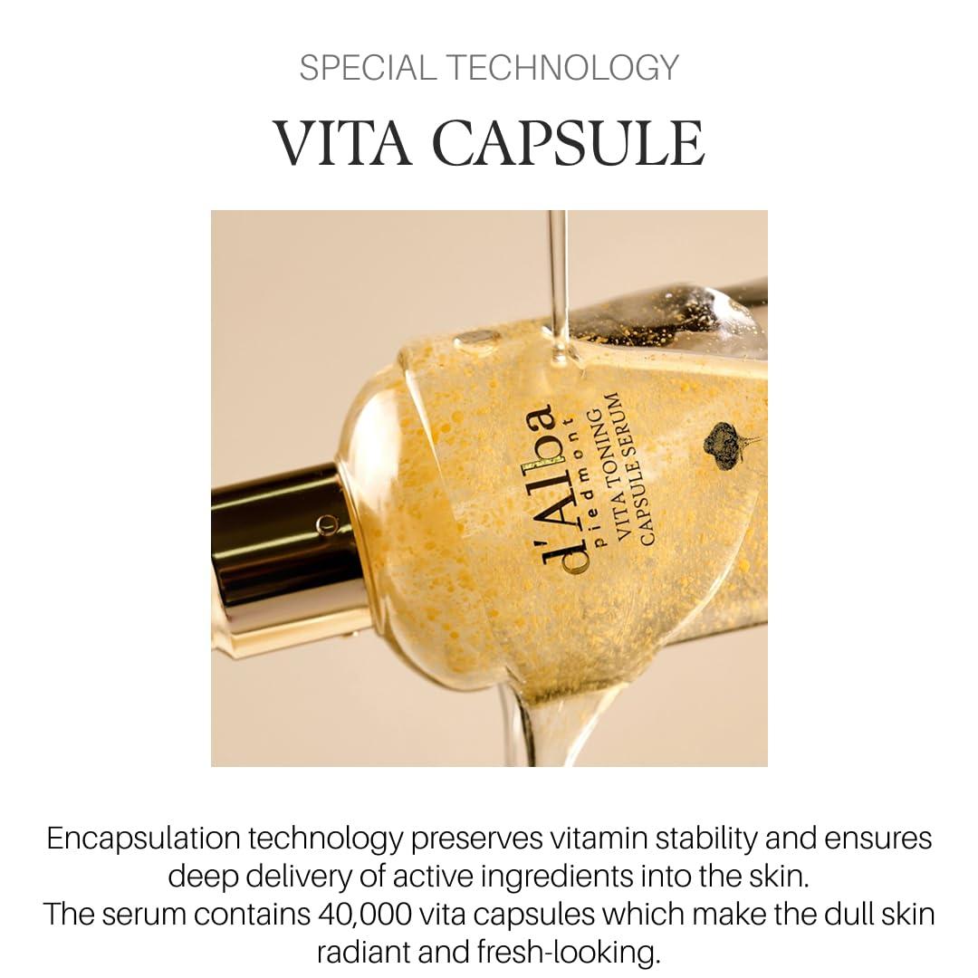 image:imagedalba Piedmont White Truffle Oil Capsule Serum Daily Vita Boost for Luminous Skin Double Vitamin Formula Big Size 338fl ozVita Toning Capsule