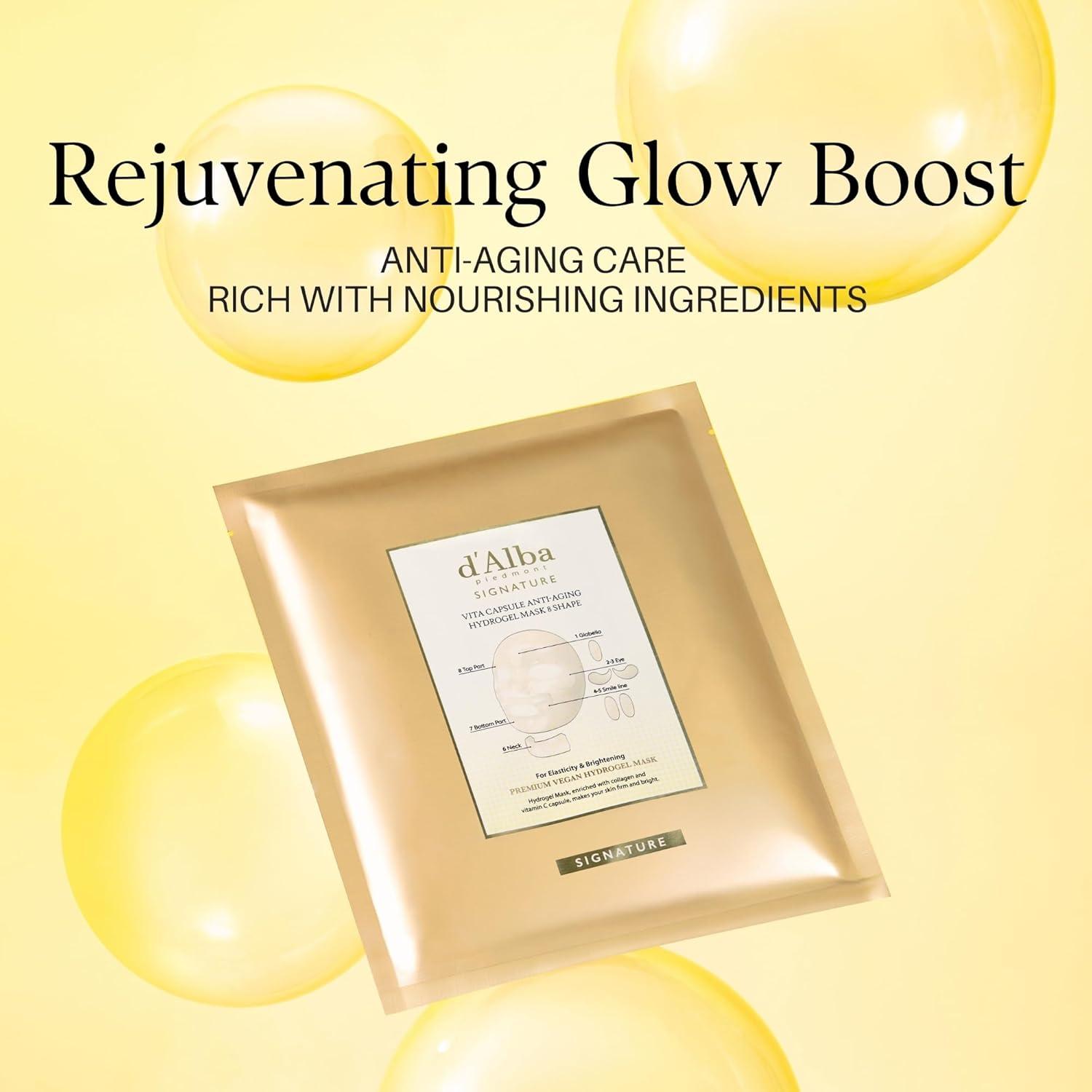 image:imagedalba Piedmont Signature Vita Capsule Hydrogel Mask 8Shape 1BOX 4 Sheets Vita Toning Serum Toner Glass Skin with Double Vitamin Skincare Face Moisturizer 609 f