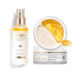 d’alba Piedmont White Truffle First Spray Serum and White Truffle Double Serum & Cream, Face Moisturizer, Non Comedogenic, Suitable for All Skin Types (100ml, 70g)