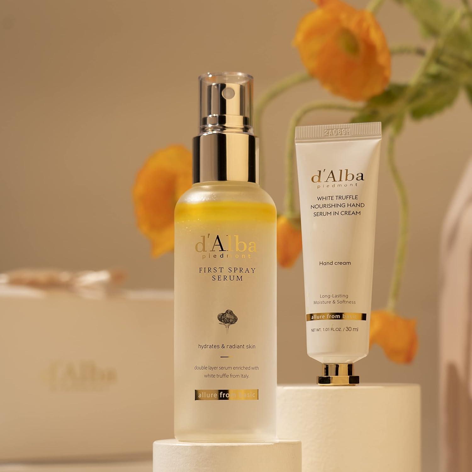 image:imagedalba Piedmont All About Korean Skin Care Gift Set for White Truffle First Spray Serum amp Nourishing Hand Cream Gift Sets for womenWhite