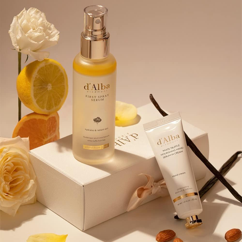 image:imagedalba Piedmont All About Korean Skin Care Gift Set for White Truffle First Spray Serum amp Nourishing Hand Cream Gift Sets for womenWhite