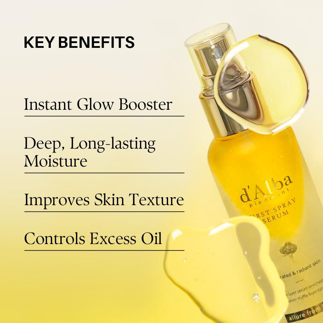image:imagedalba Piedmont Italian White Truffle Refresh Aqua Serum Vegan Skin Care Lightweight Face Moisturizer Glow Serum for Radiant Skin Non Comedogenic All In One Mist 338 fl ozFirst Spray Serum 338 fl oz